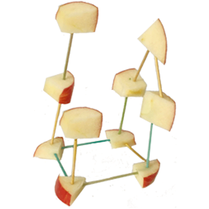 Apple chunks connected with toothpicks